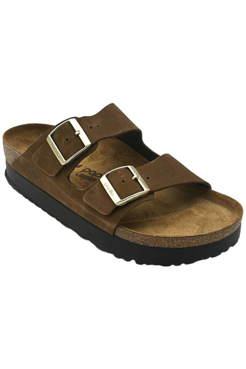 Papillio Shoes - Papillio by Birkenstock Arizona Platform Nubuck Sandal Dark Tea - Medium